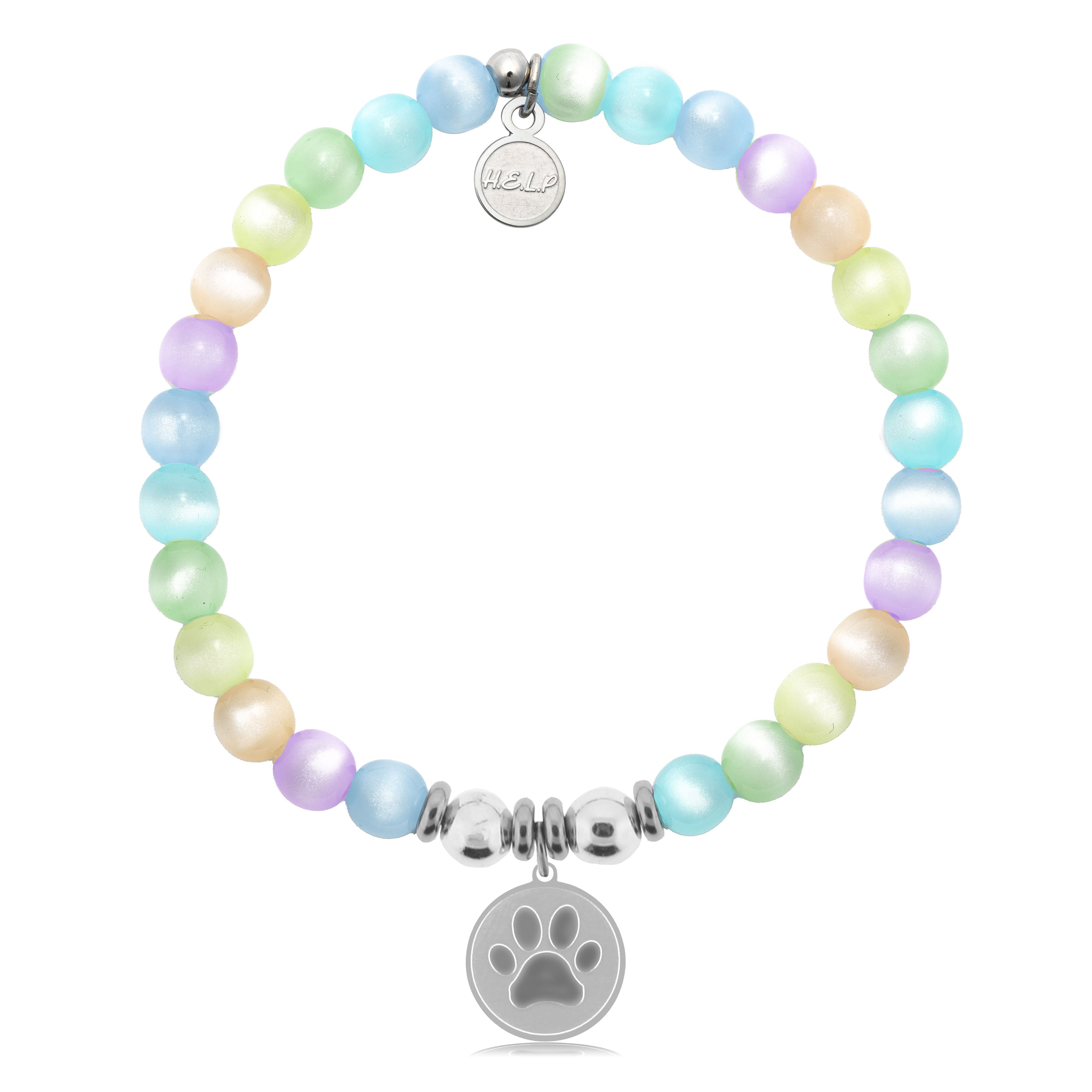 HELP by TJ Paw Print Charm with Multi Selenite Charity Bracelet