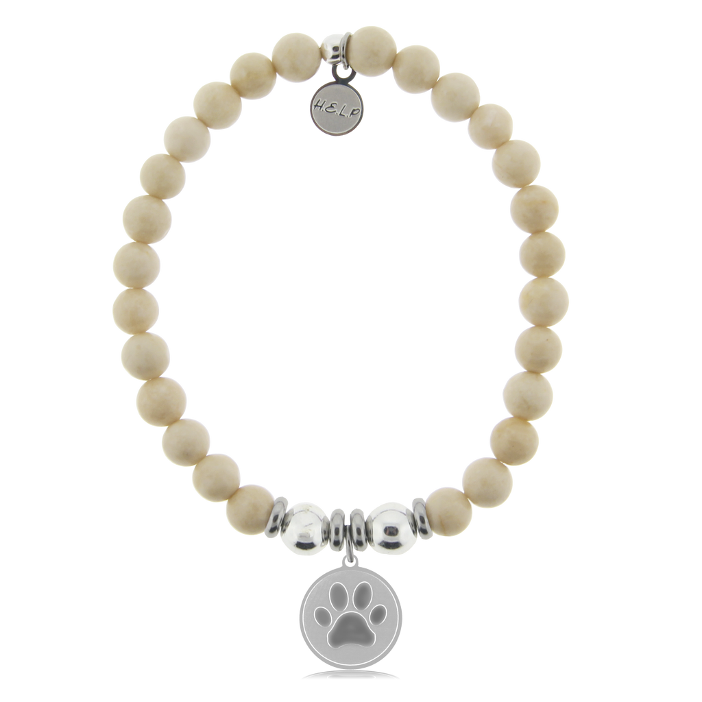 HELP by TJ Paw Print Charm with Riverstone Beads Charity Bracelet