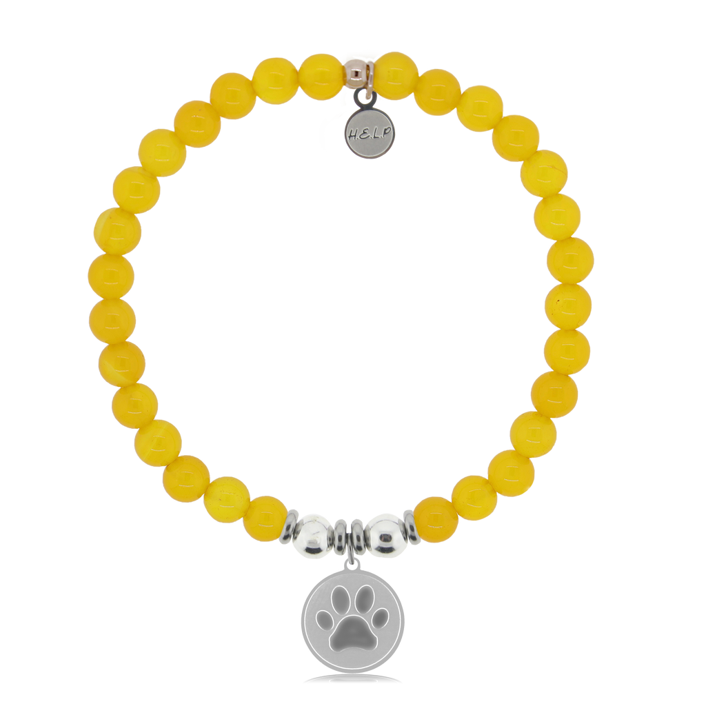 HELP by TJ Paw Print Charm with Yellow Agate Charity Bracelet
