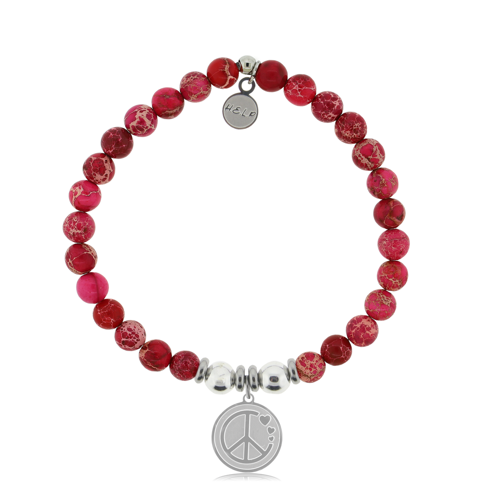 HELP by TJ Peace and Love Charm with Cranberry Jasper Charity Bracelet
