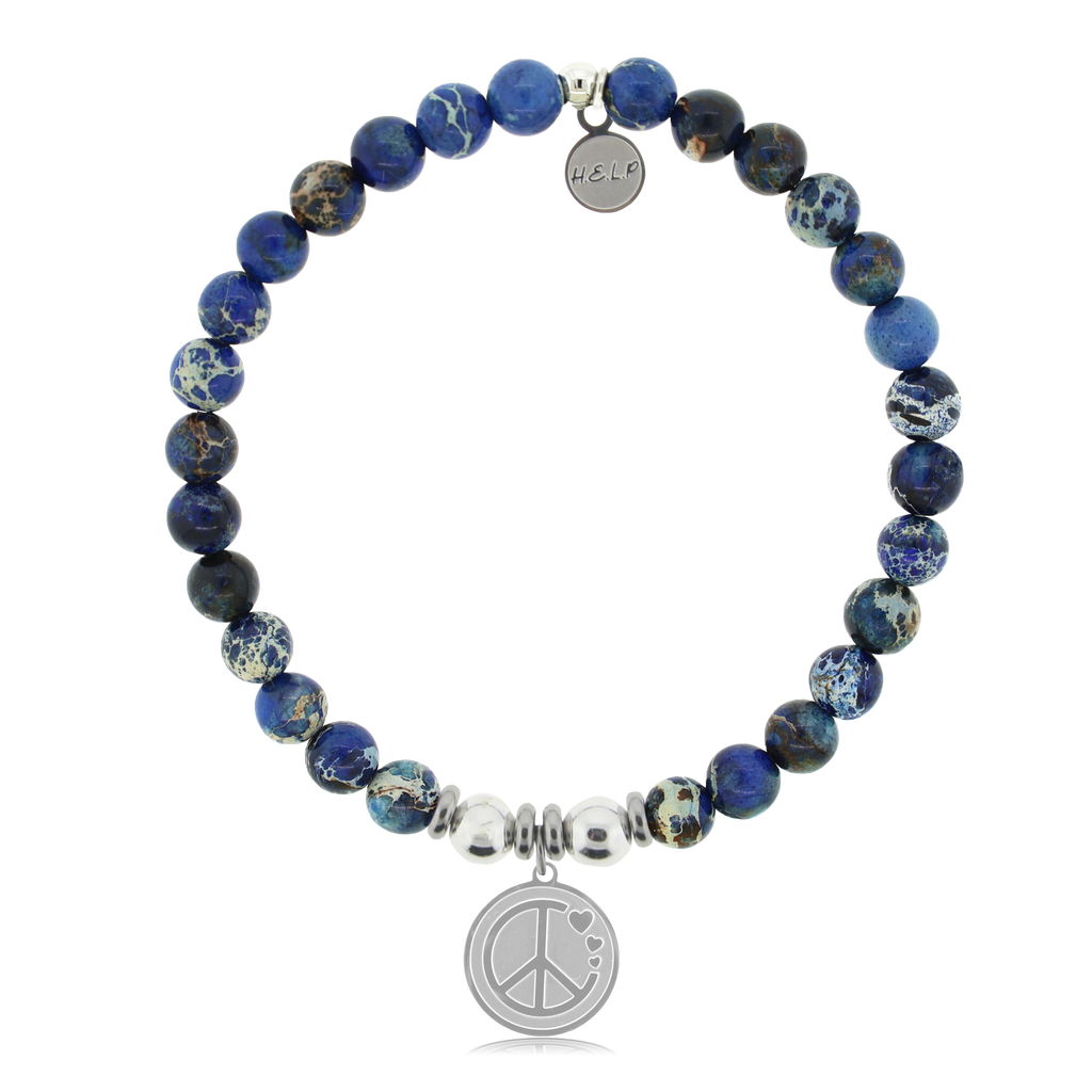 HELP by TJ Peace and Love with Royal Blue Jasper Charity Bracelet