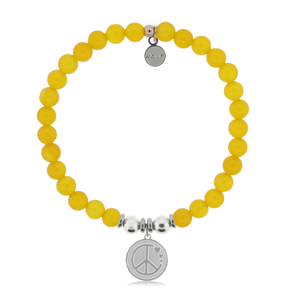 HELP by TJ Peace & Love Charm with Yellow Agate Charity Bracelet