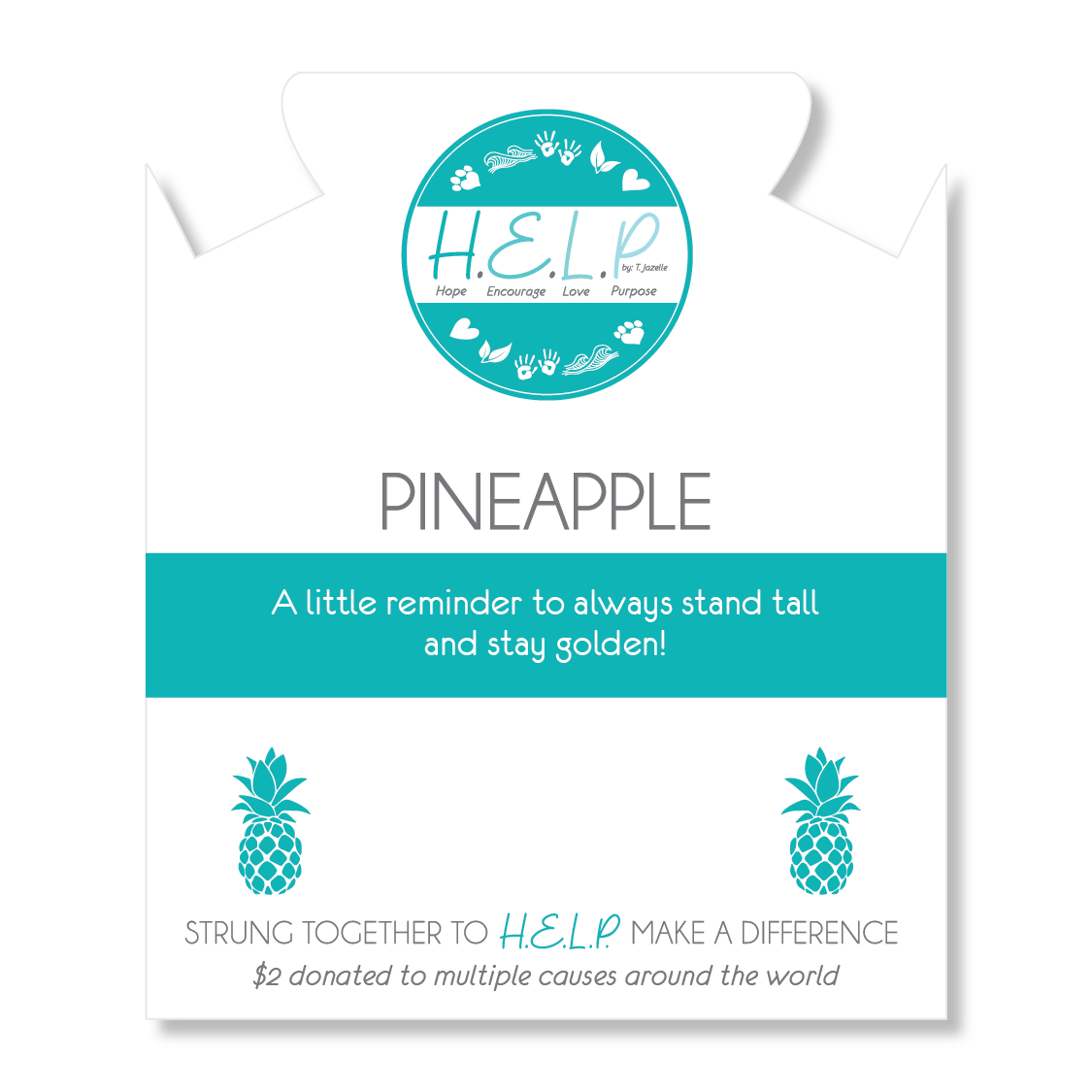 HELP by TJ Pineapple Charm with Green Howlite Charity Bracelet