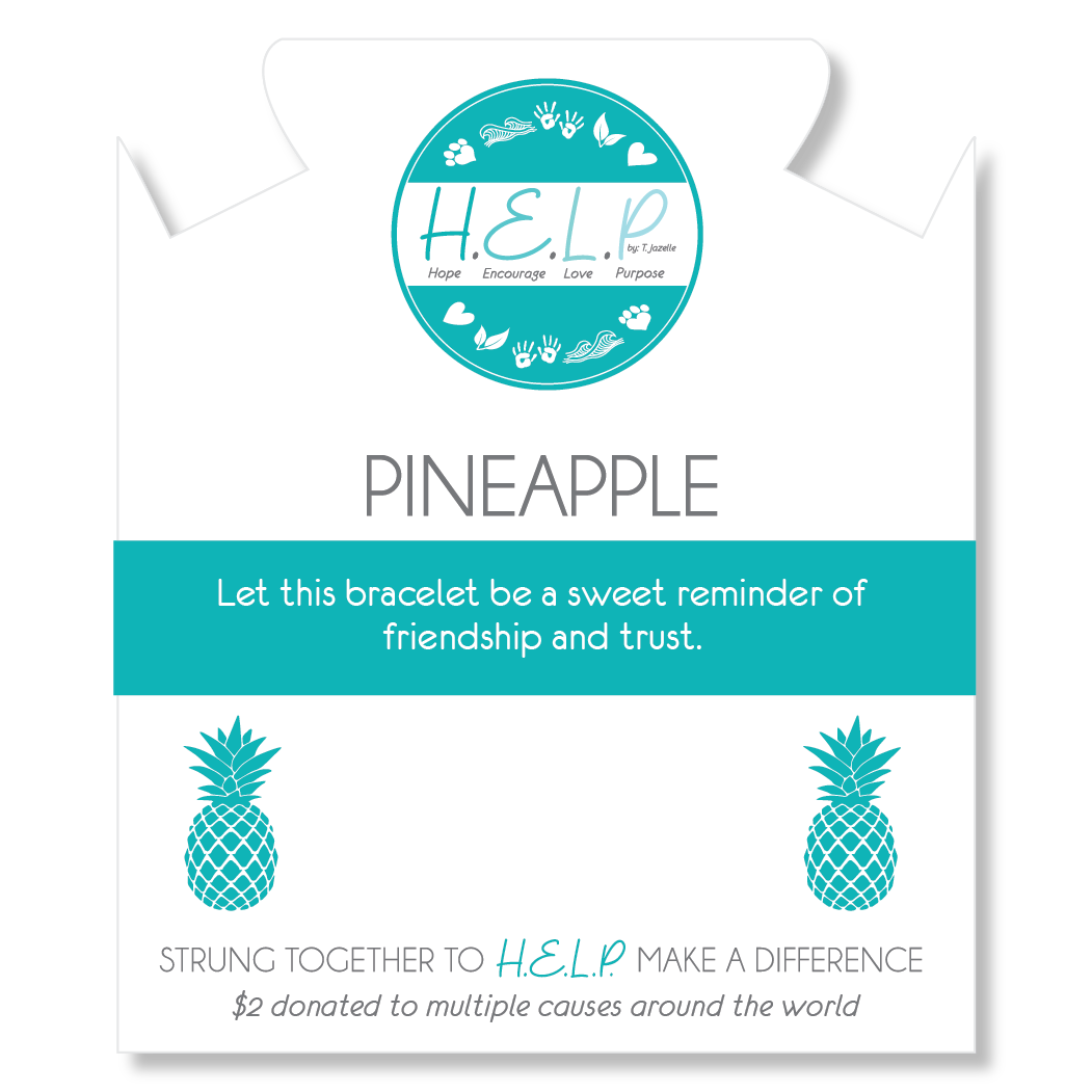 HELP by TJ Pineapple Cutout Charm with Aqua Cats Eye Charity Bracelet