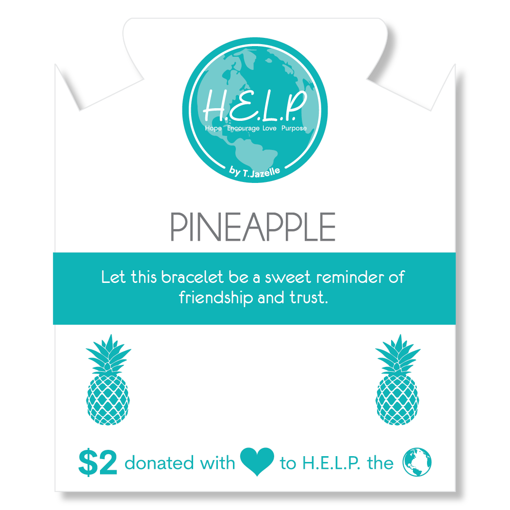 HELP by TJ Pineapple Cutout Charm with Blue Opal Jade Charity Bracelet