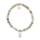 HELP by TJ Pineapple Cutout Charm with Grey Stripe Agate Charity Bracelet