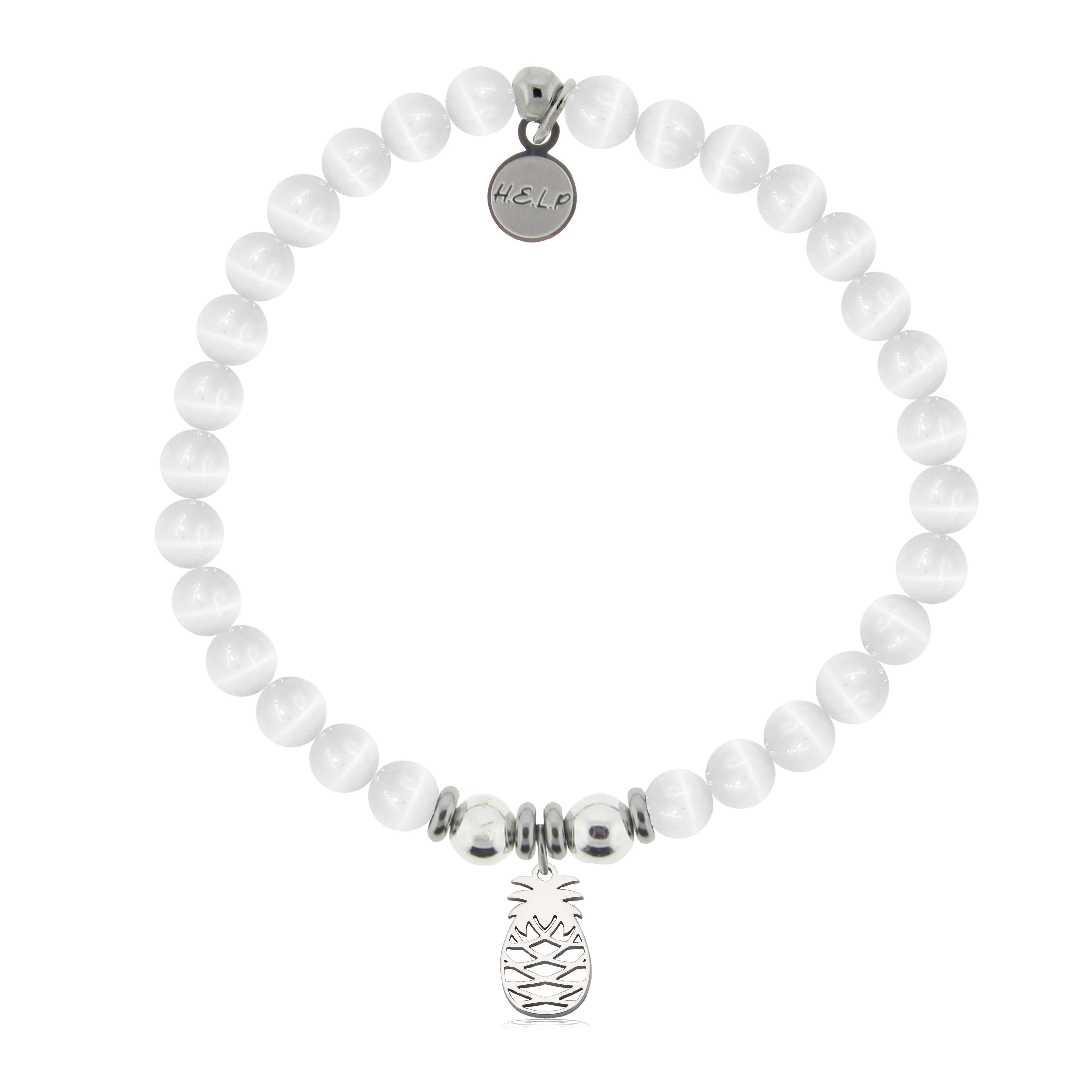 HELP by TJ Pineapple Cutout Charm with White Cats Eye Charity Bracelet