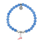 HELP by TJ Pink Cowboy Boot Charm with Azure Blue Jade Charity Bracelet