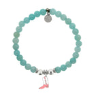 HELP by TJ Pink Cowboy Boot Charm with Baby Blue Quartz Charity Bracelet