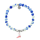 HELP by TJ Pink Cowboy Boot Charm with Blue and White Jade Charity Bracelet