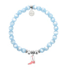 HELP by TJ Pink Cowboy Boot Charm with Blue Selenite Charity Bracelet