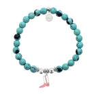 HELP by TJ Pink Cowboy Boot Charm with Blue Zebra Jade Charity Bracelet