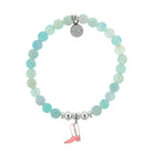 HELP by TJ Pink Cowboy Boot Charm with Light Blue Agate Charity Bracelet