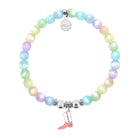 HELP by TJ Pink Cowboy Boot Charm with Multi Selenite Charity Bracelet