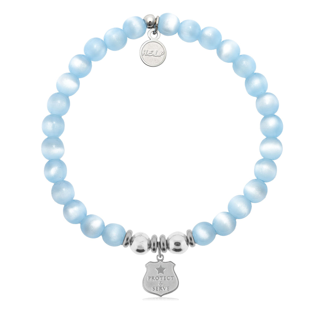 HELP by TJ Police Charm with Blue Selenite Charity Bracelet