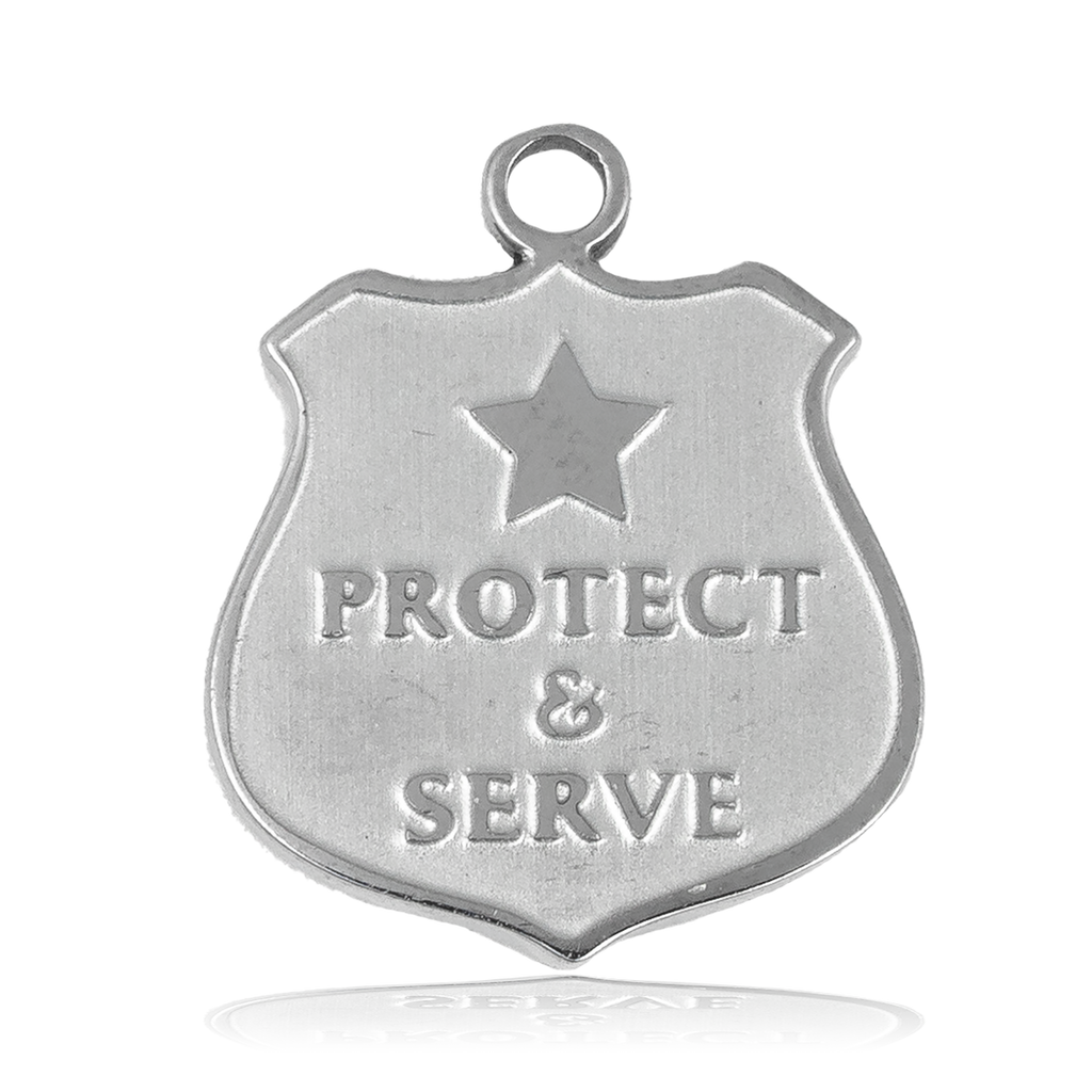 HELP by TJ Police Protect and Serve Charm with Aqua Cats Eye Charity Bracelet