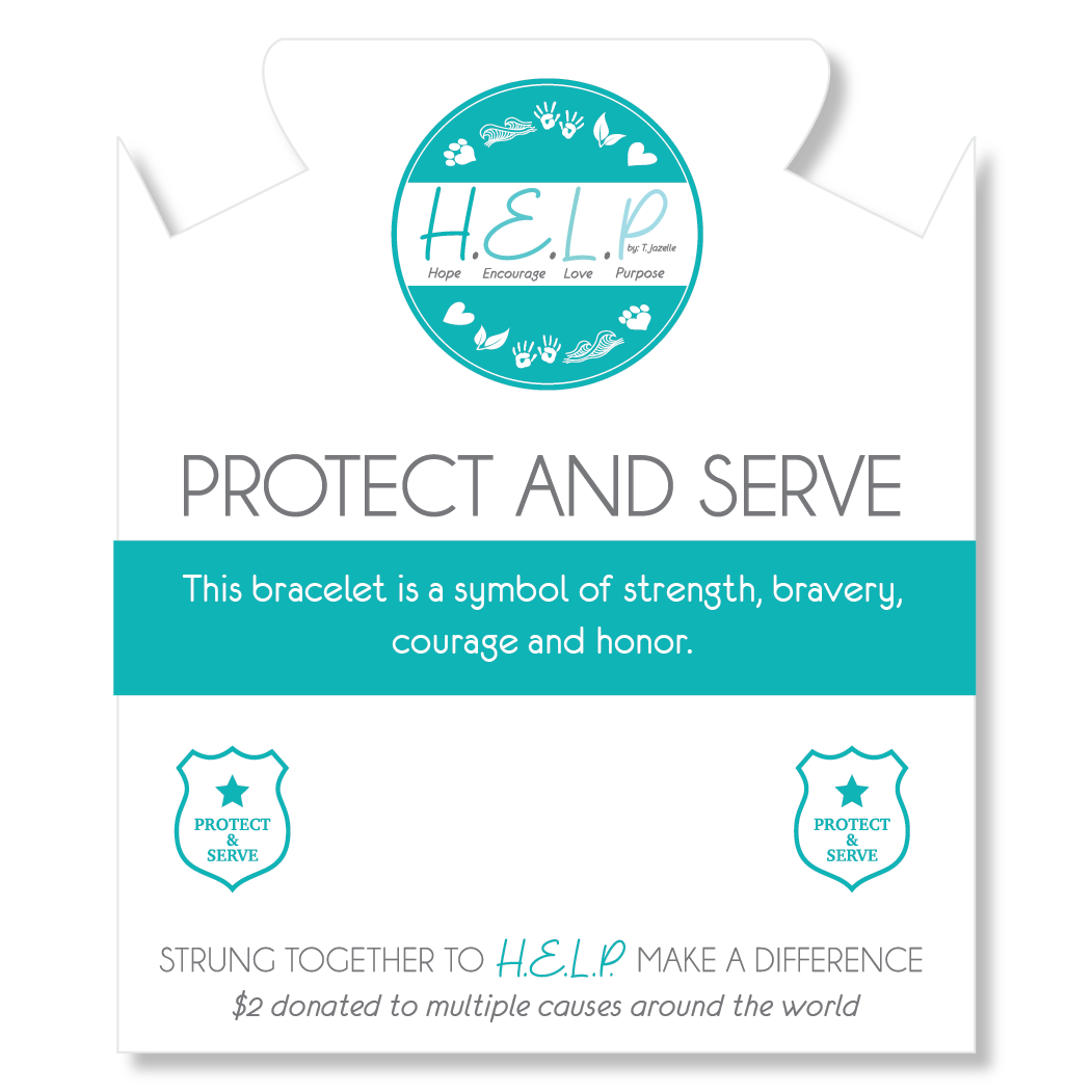 HELP by TJ Police Protect and Serve Charm with Baby Blue Quartz Charity Bracelet