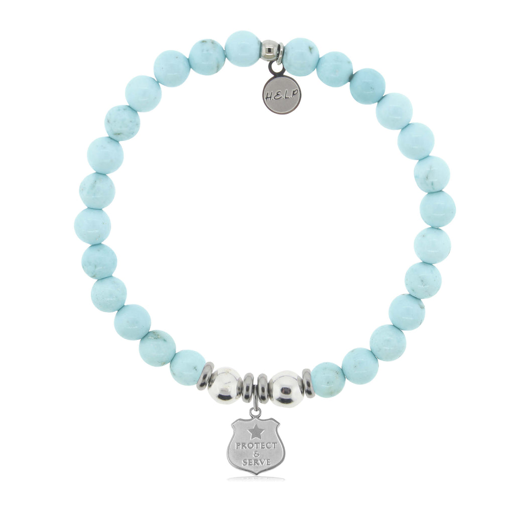 HELP by TJ Police Protect and Serve Charm with Larimar Magnesite Charity Bracelet