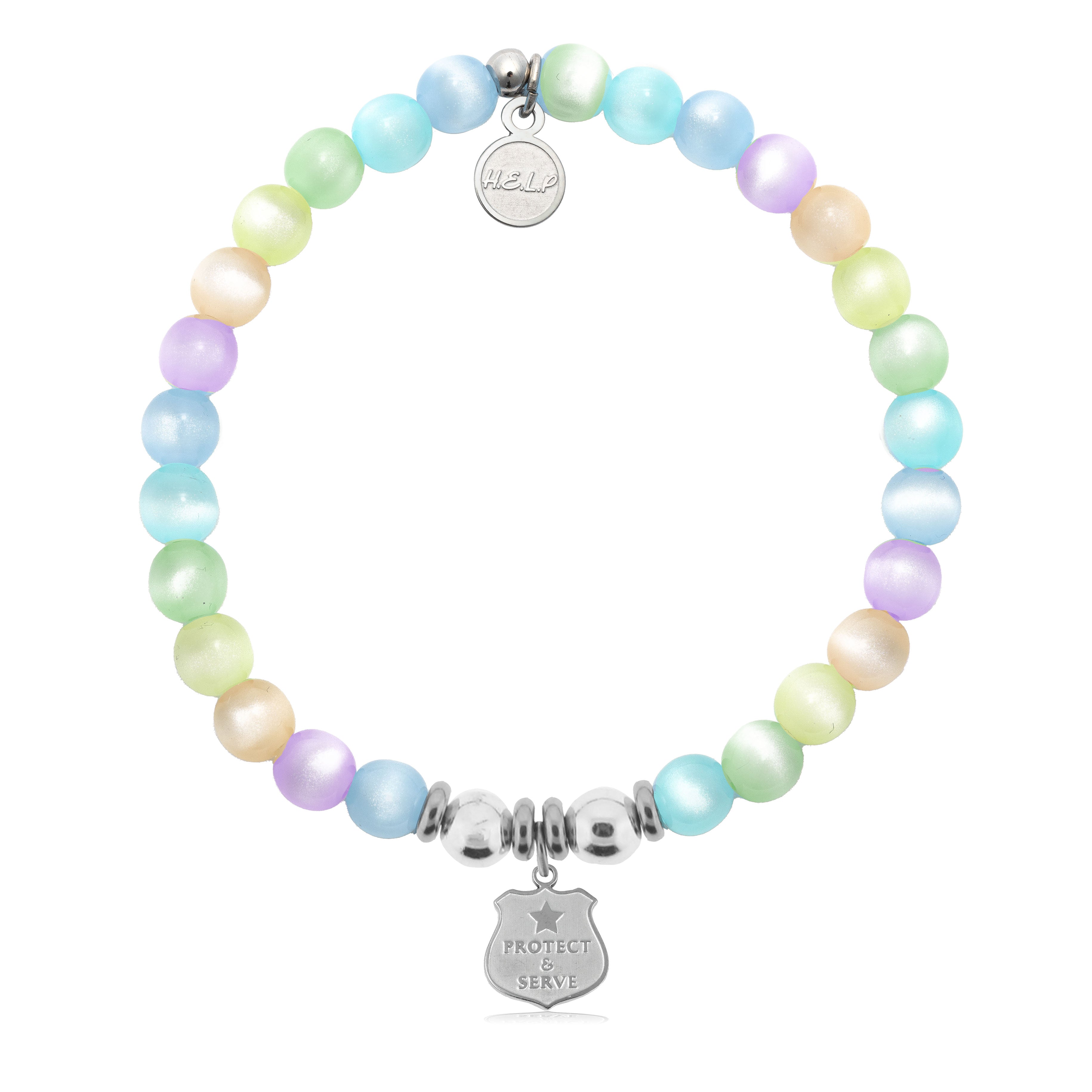 HELP by TJ Police Protect and Serve Charm with Multi Selenite Charity Bracelet