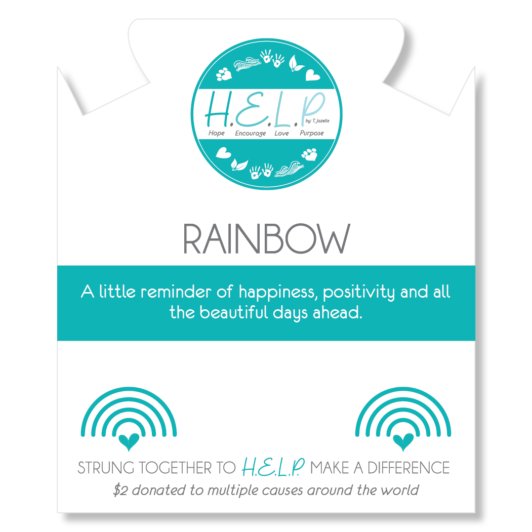 HELP by TJ Rainbow Charm with Blue Glass Shimmer Charity Bracelet