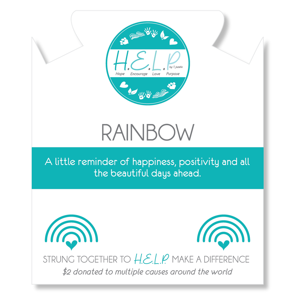 HELP by TJ Rainbow Charm with Blue Glass Shimmer Charity Bracelet