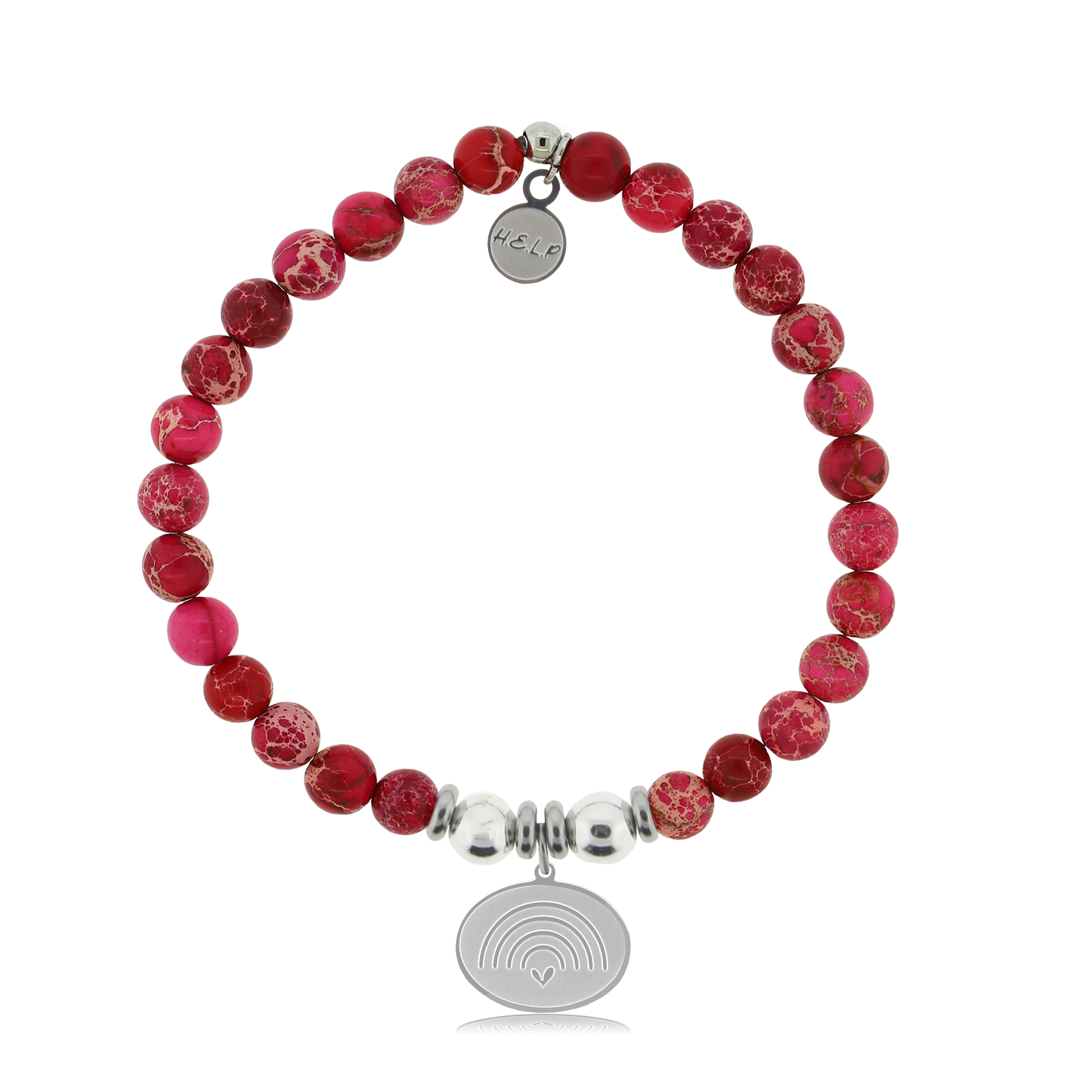 HELP by TJ Rainbow Charm with Cranberry Jasper Charity Bracelet