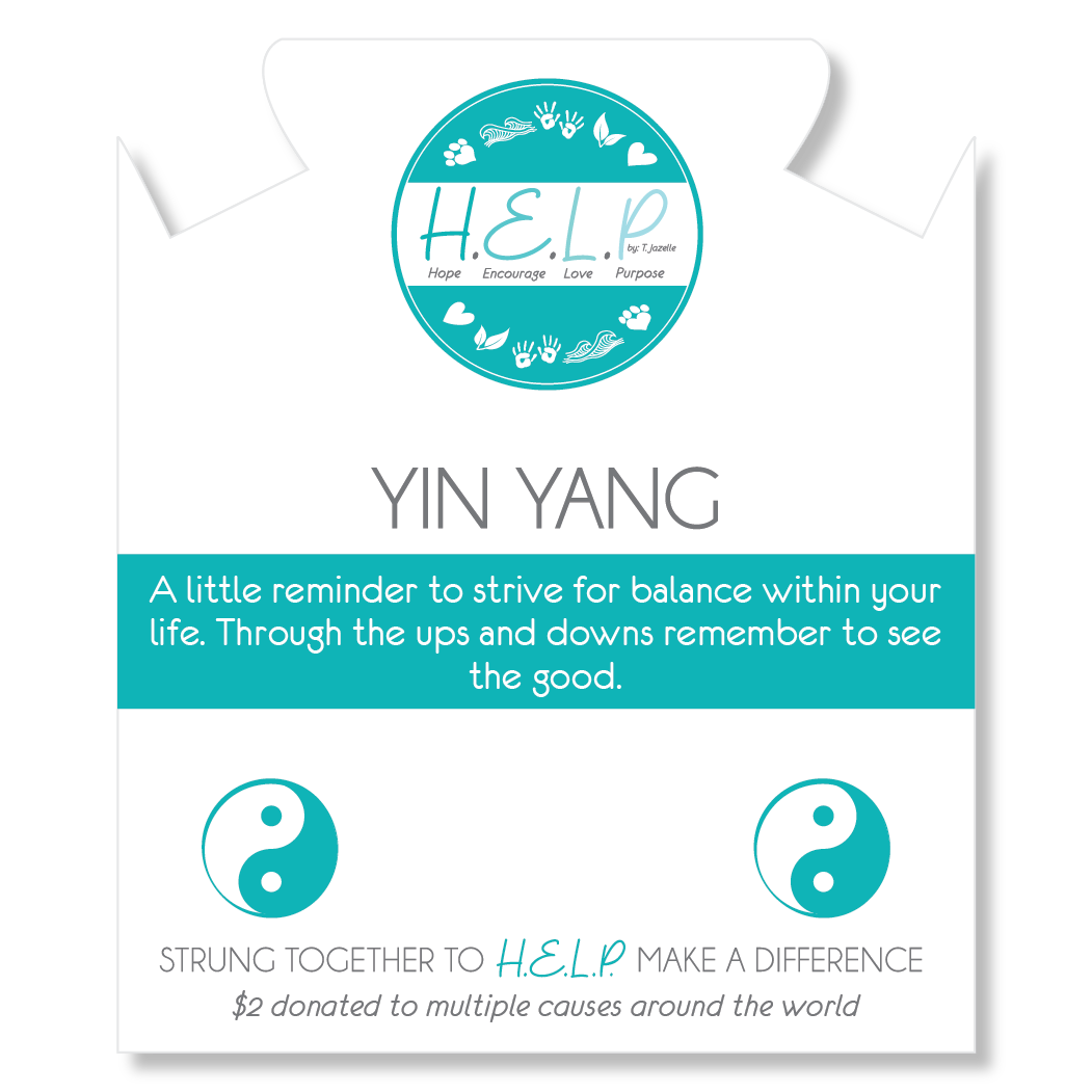 HELP by TJ Raised Yin Yang Charm with Blue Opal Jade Charity Bracelet