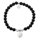 HELP by TJ Raised Yin Yang Charm with Lava Rock Charity Bracelet