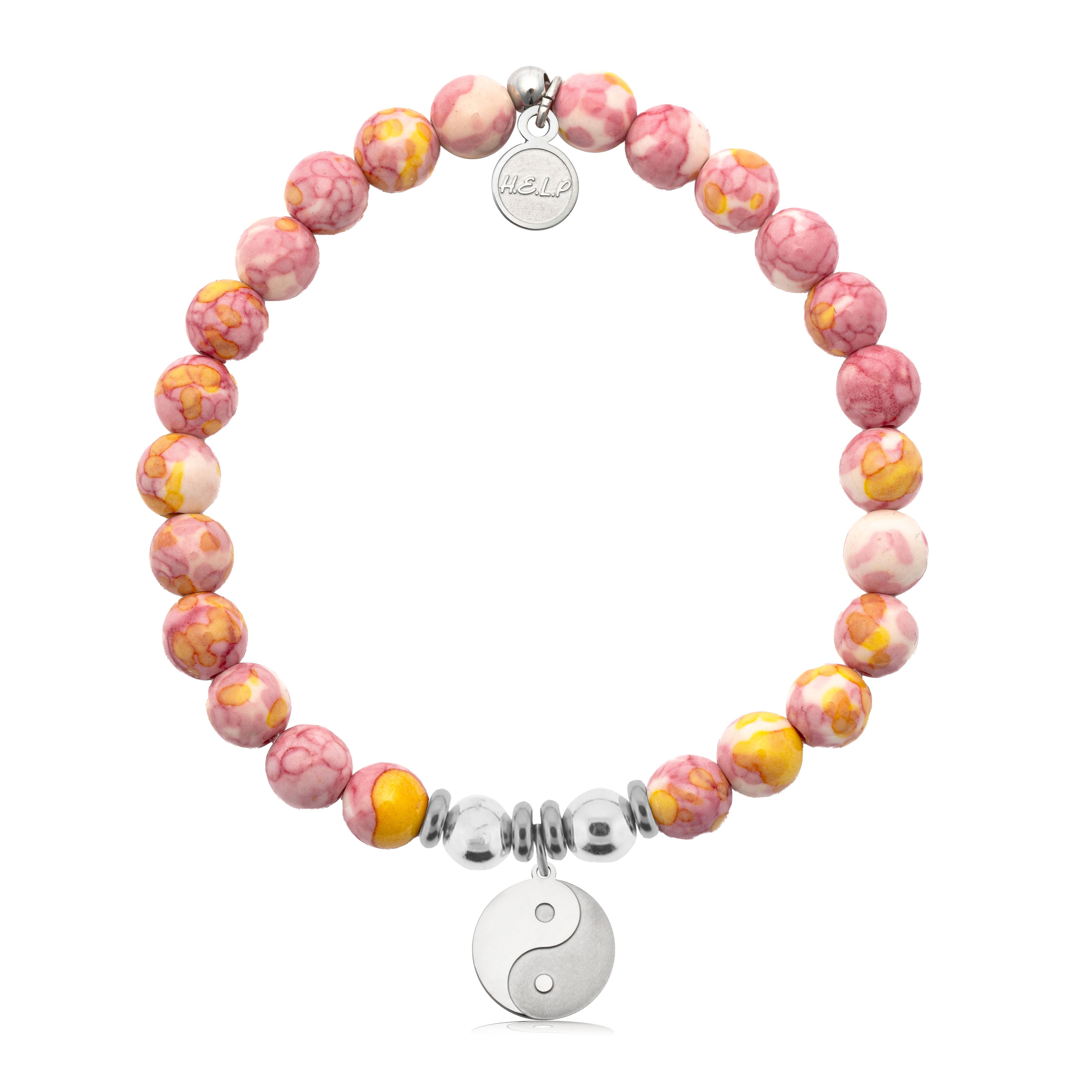 HELP by TJ Raised Yin Yang Charm with Lemonade Jade Charity Bracelet