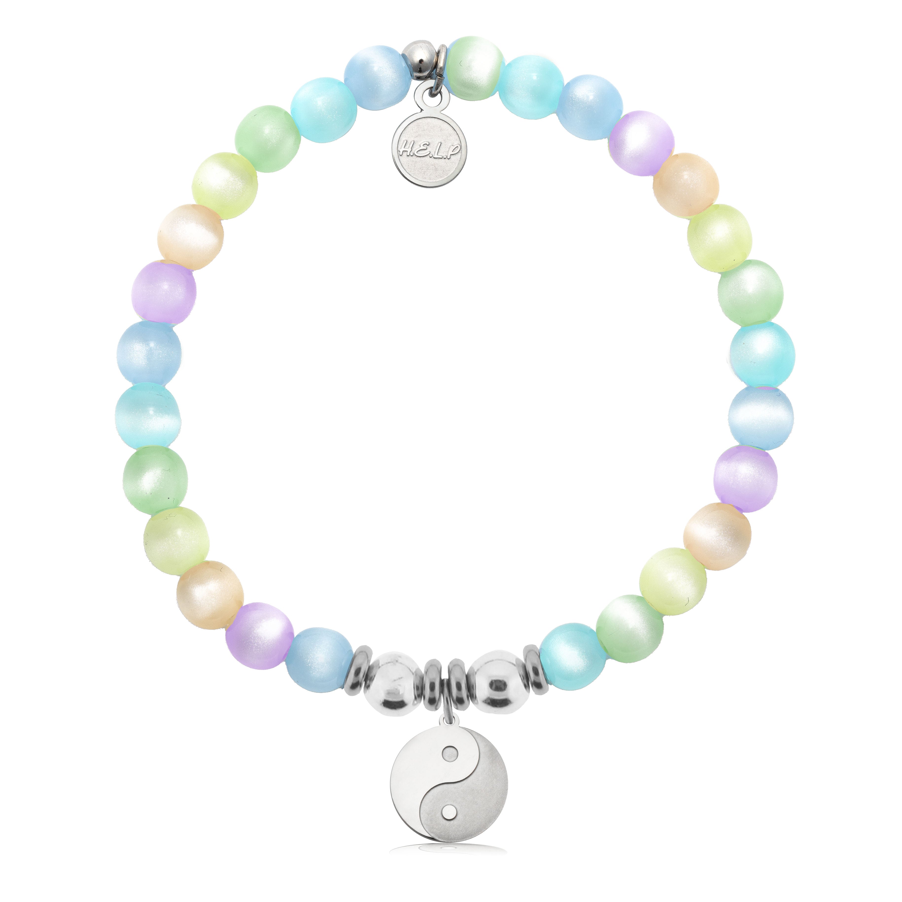 HELP by TJ Raised Yin Yang Charm with Multi Selenite Charity Bracelet