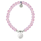 HELP by TJ Raised Yin Yang Charm with Pink Glass Shimmer Charity Bracelet