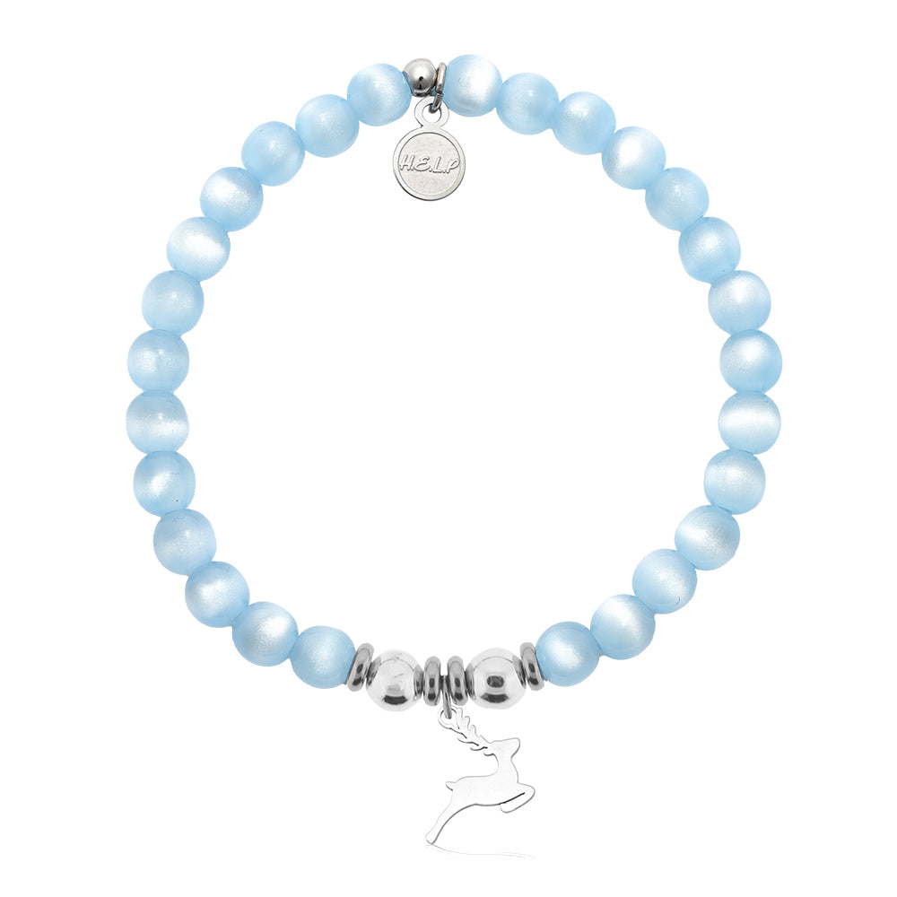 HELP by TJ Reindeer Charm with Blue Selenite Charity Bracelet