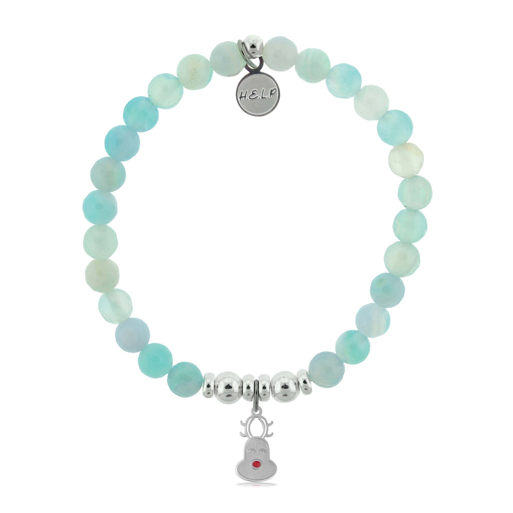 HELP by TJ Reindeer Charm with Light Blue Agate Charity Bracelet