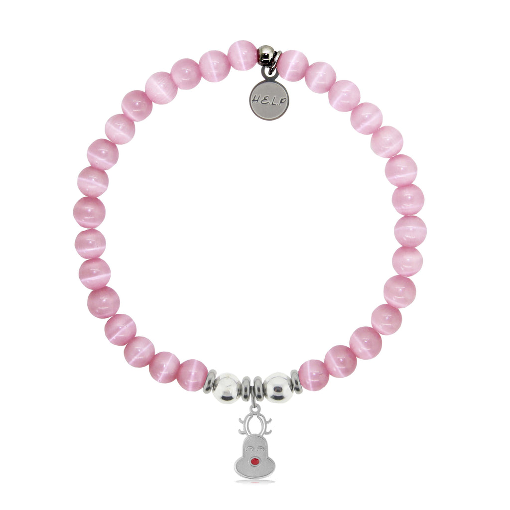 HELP by TJ Reindeer Charm with Pink Cats Eye Charity Bracelet