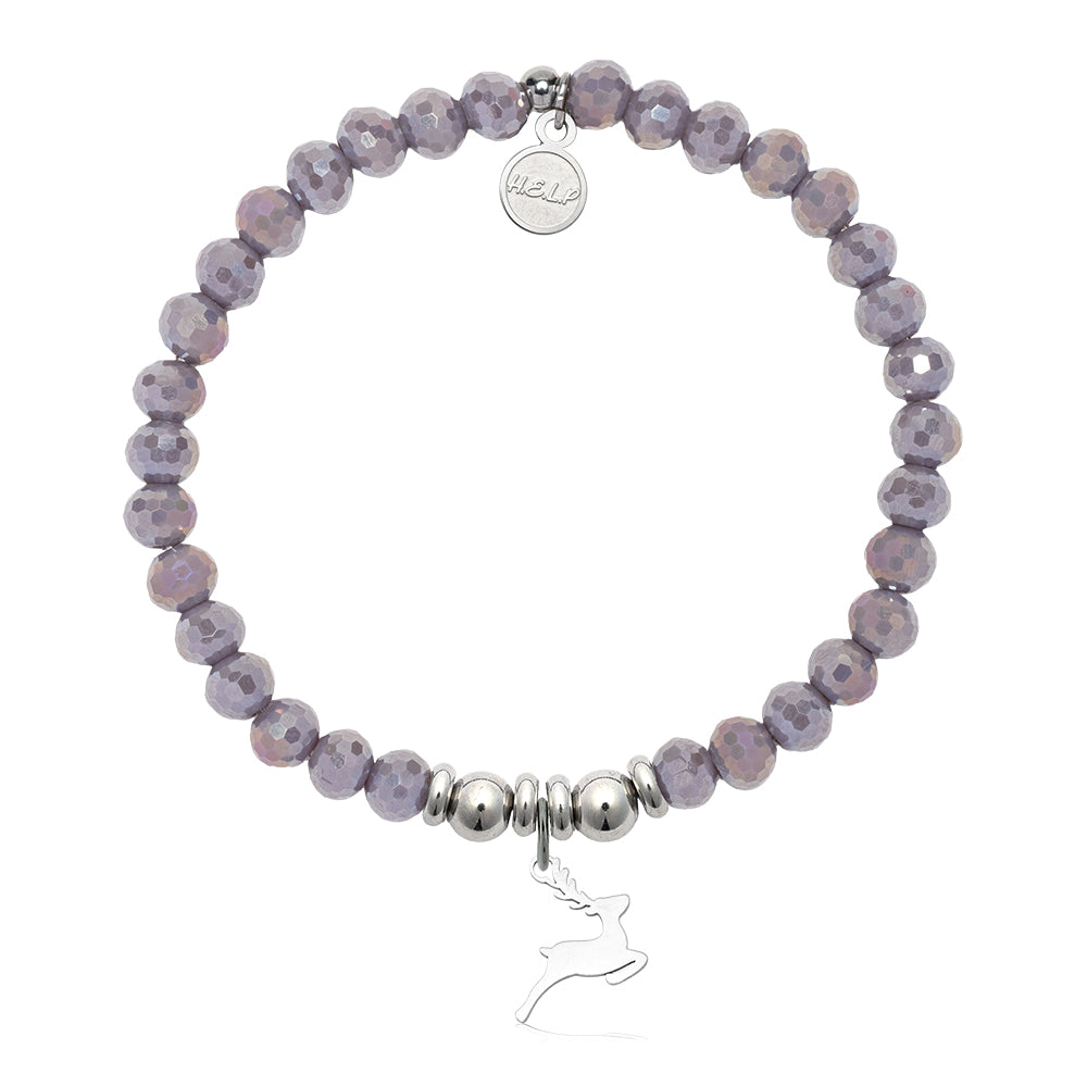 HELP by TJ Reindeer Charm with Purple Crystal Charity Bracelet