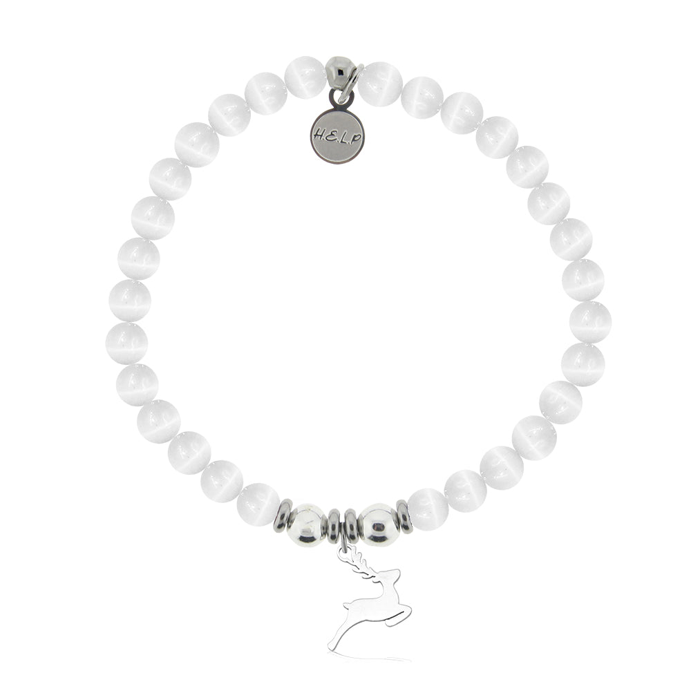 HELP by TJ Reindeer Charm with White Cats Eye Charity Bracelet