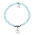 HELP by TJ Saint Francis Charm with Aqua Crystal Charity Bracelet