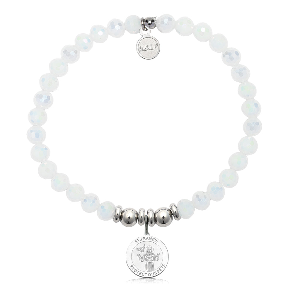 HELP by TJ Saint Francis Charm with White Crystal Charity Bracelet