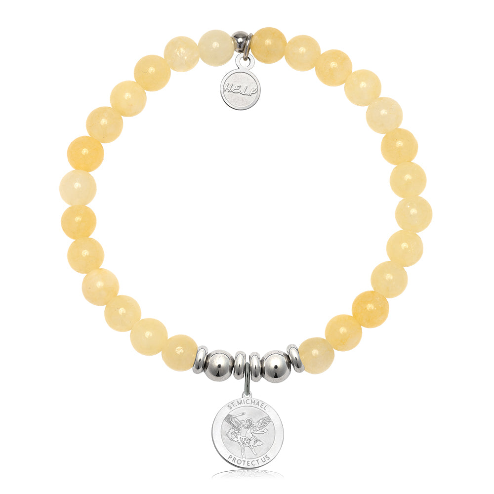 HELP by TJ Saint Michael Charm with Yellow Jade Charity Bracelet