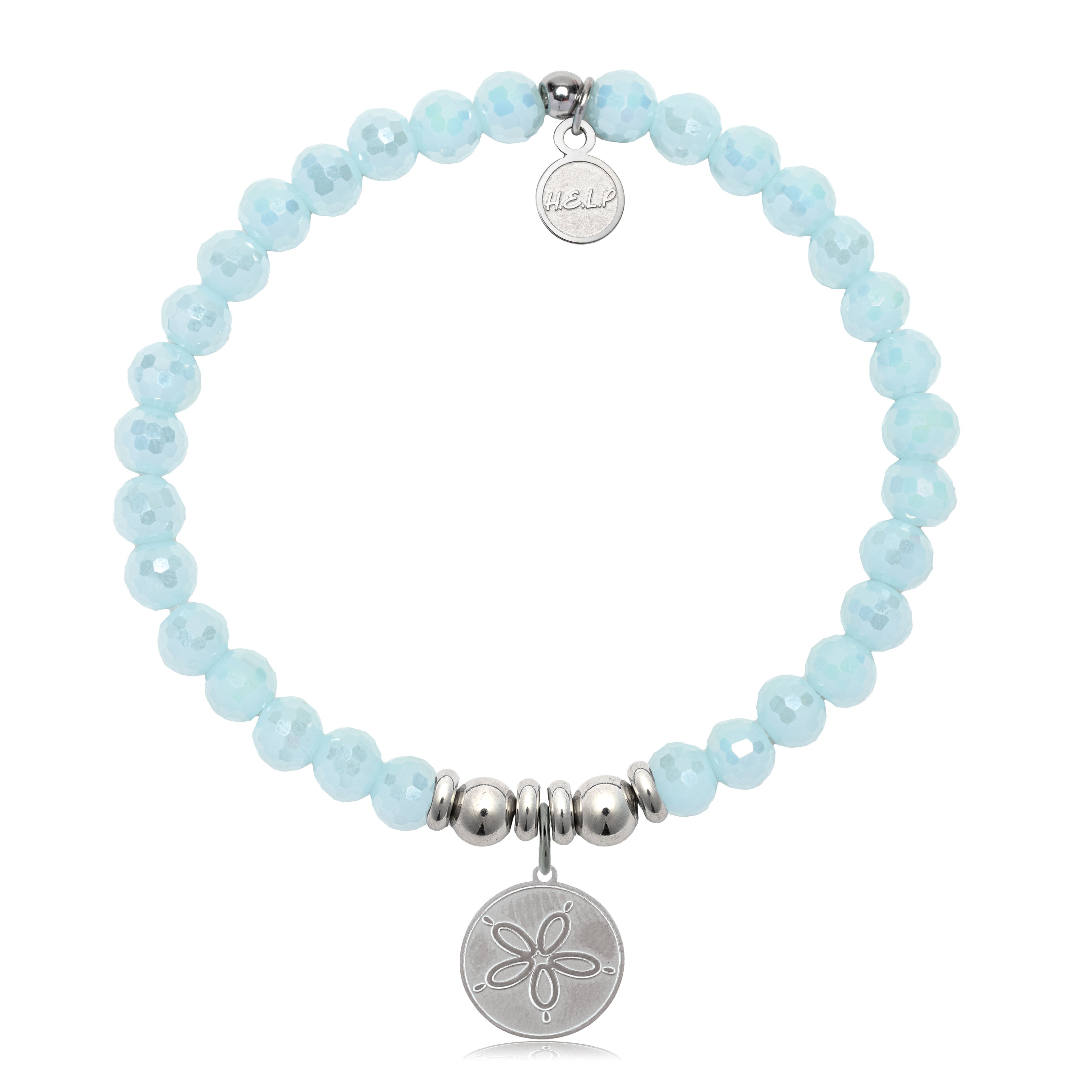 HELP by TJ Sand Dollar Charm with Aqua Crystal Charity Bracelet