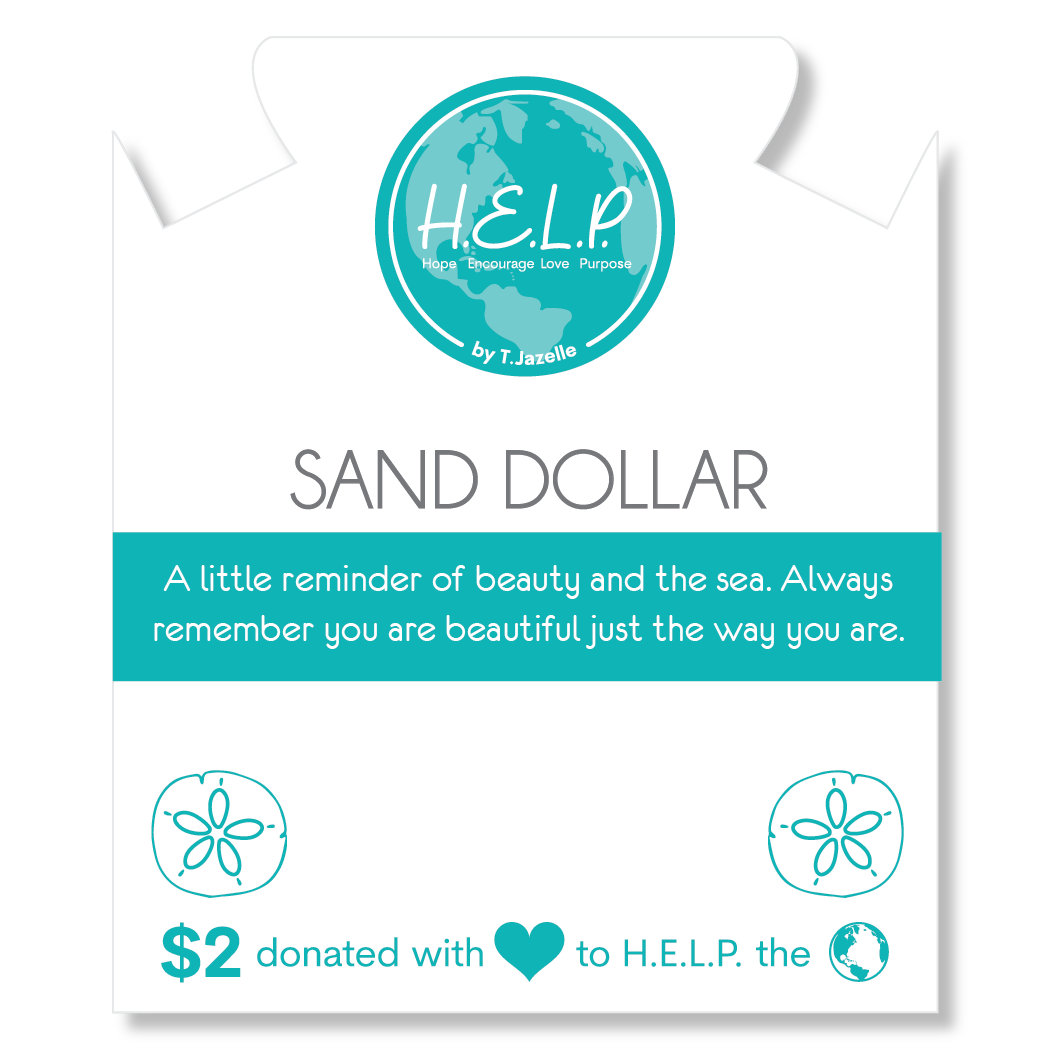 HELP by TJ Sand Dollar Charm with Aqua Crystal Charity Bracelet