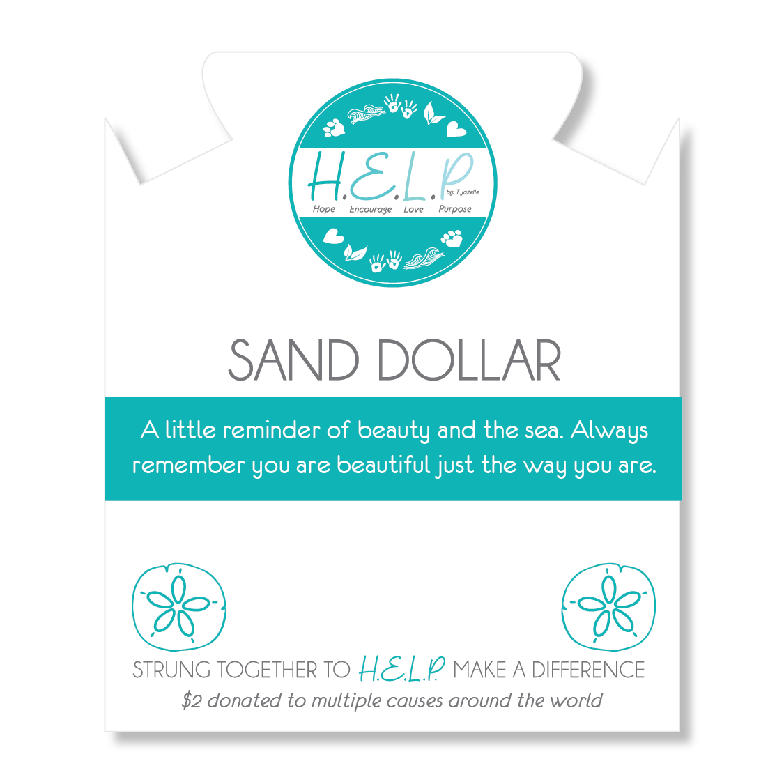 HELP by TJ Sand Dollar Charm with Blue Glass Shimmer Charity Bracelet