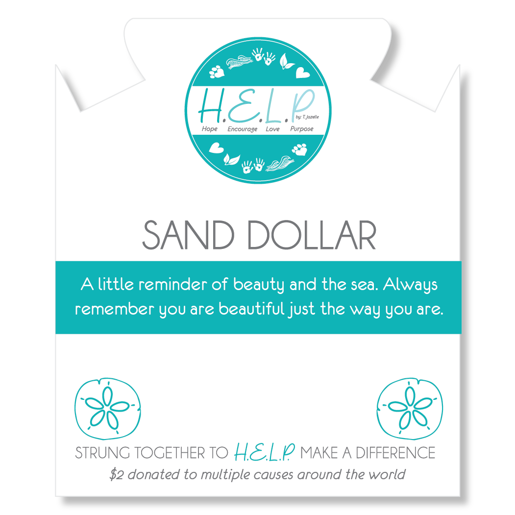 HELP by TJ Sand Dollar Charm with Blue Zebra Jade Charity Bracelet