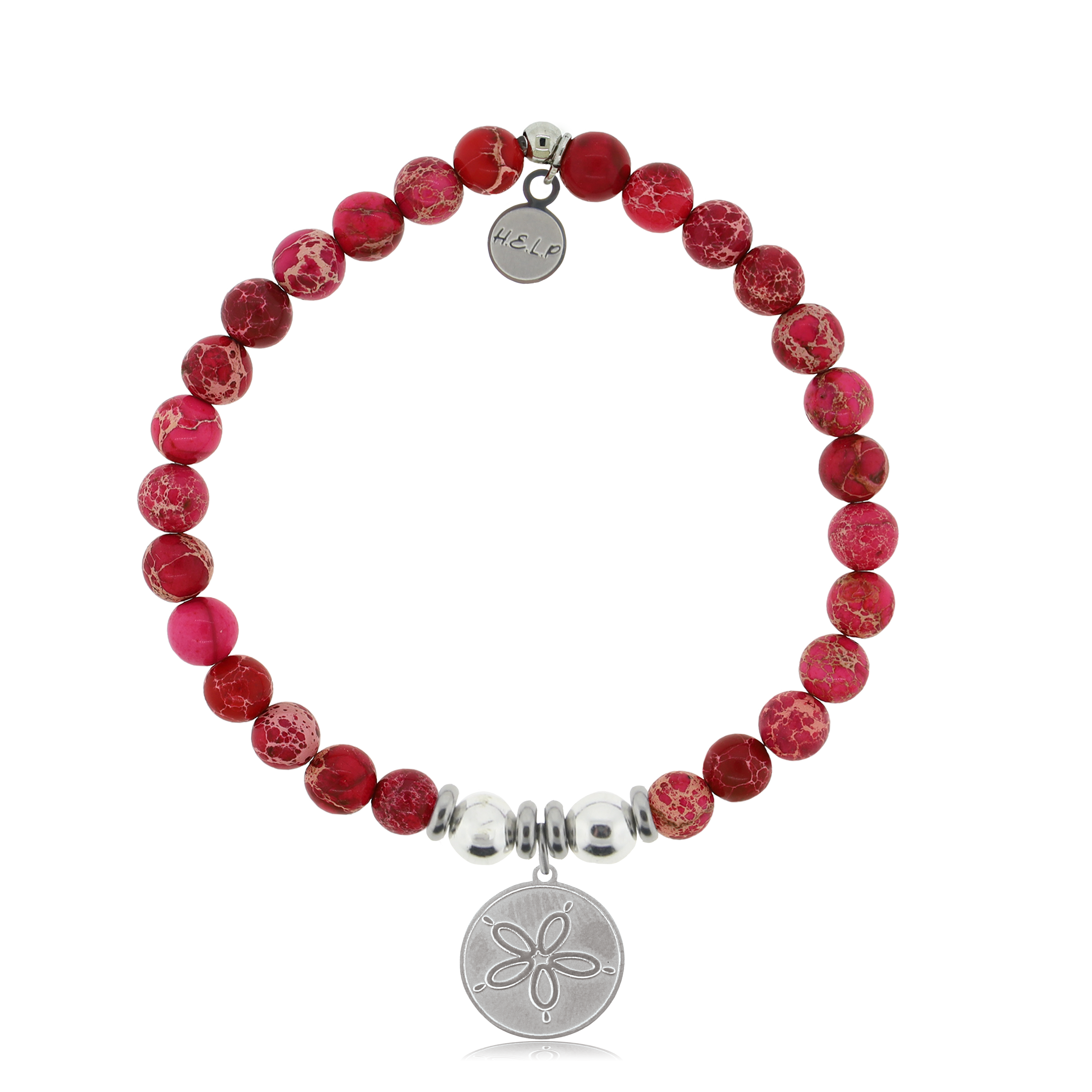 HELP by TJ Sand Dollar Charm with Cranberry Jasper Charity Bracelet