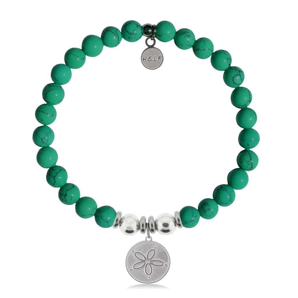 HELP by TJ Sand Dollar Charm with Green Howlite Charity Bracelet