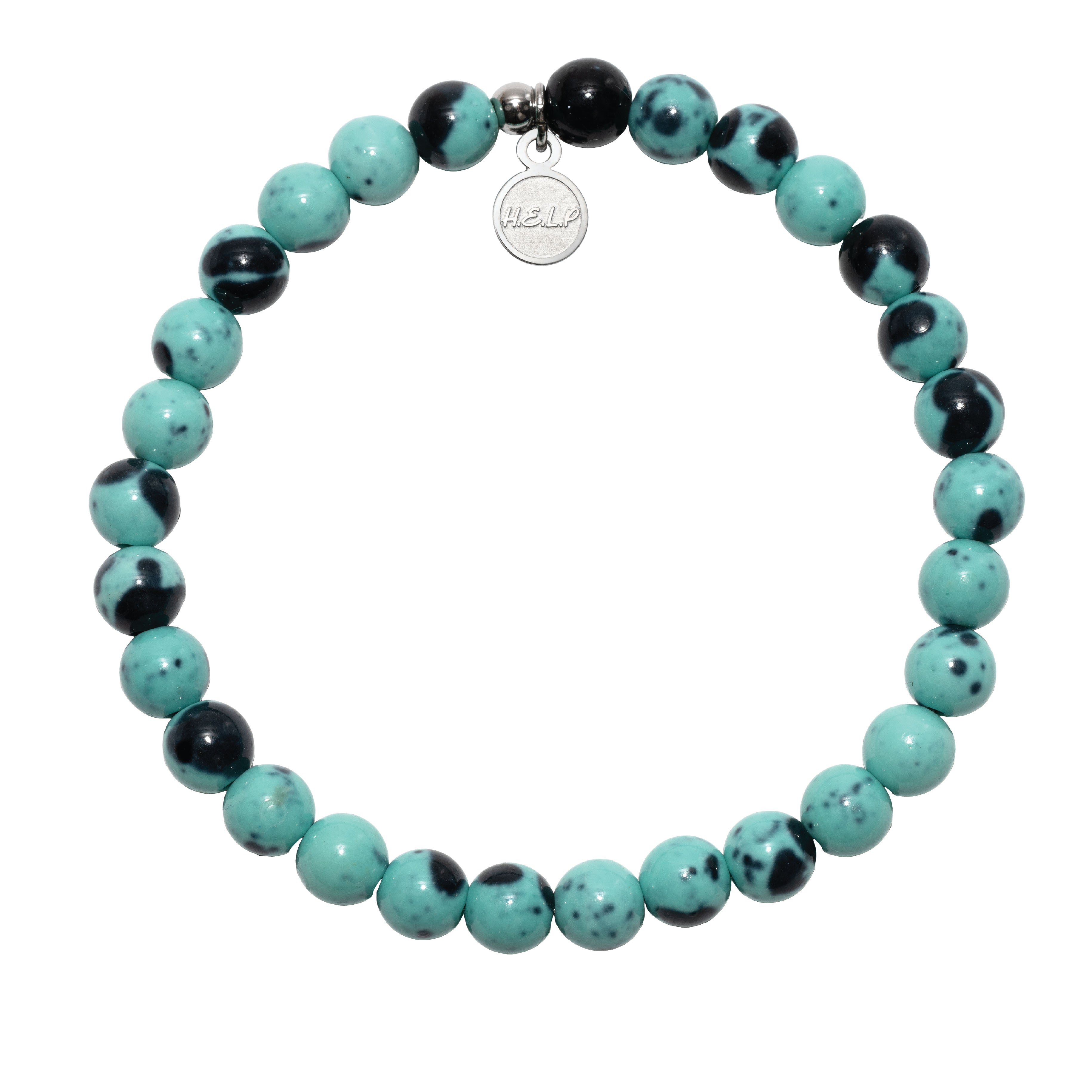 HELP by TJ Seas the Moment Stacker Bracelet with Blue Zebra Jade Beads