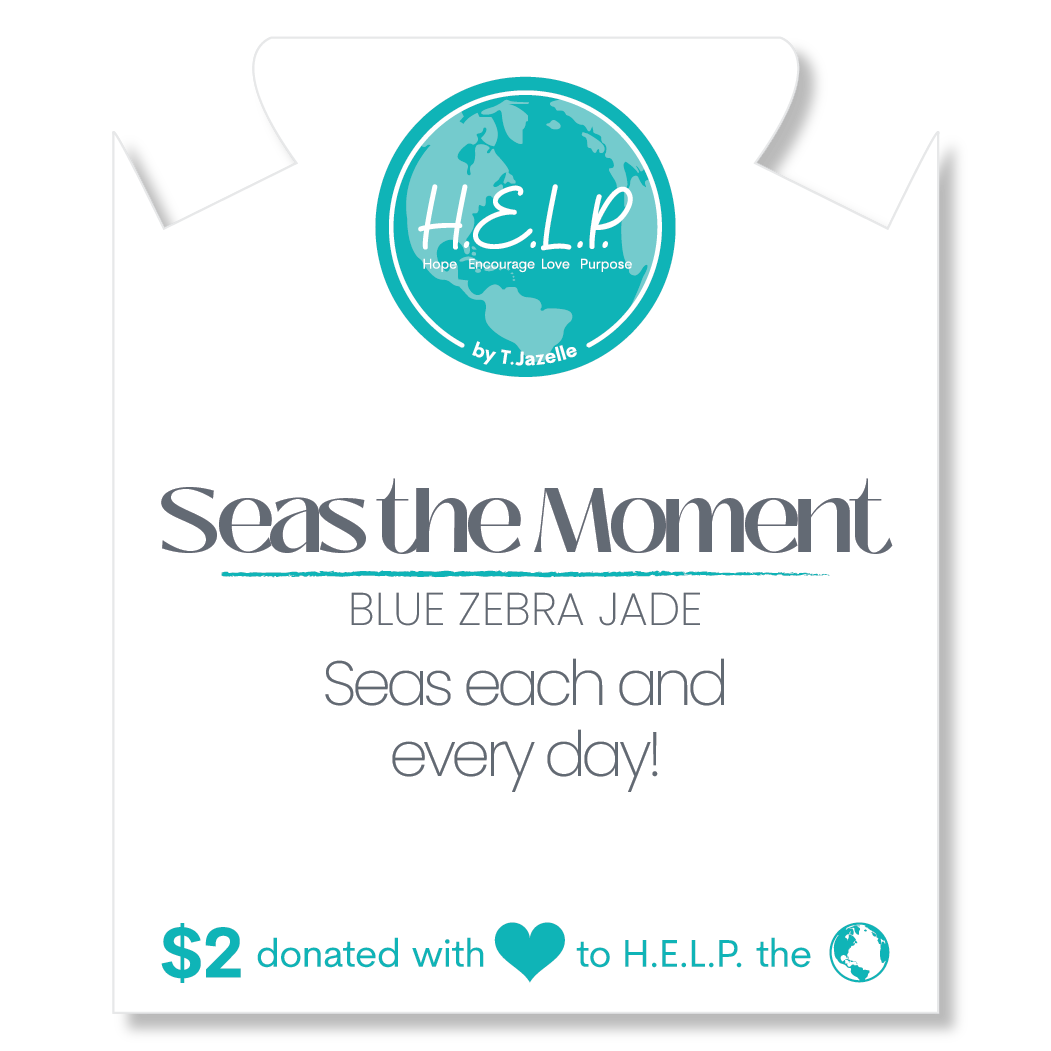 HELP by TJ Seas the Moment Stacker Bracelet with Blue Zebra Jade Beads