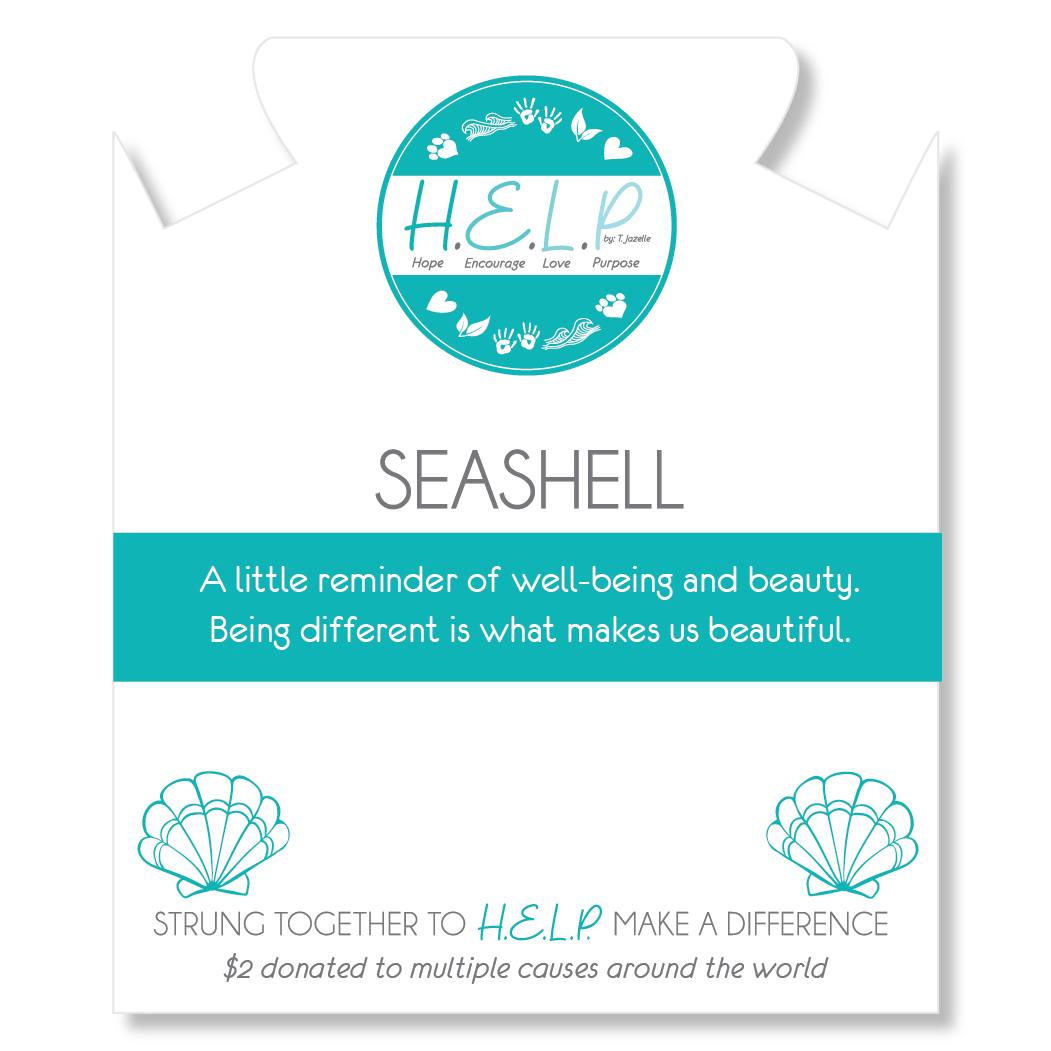 HELP by TJ Seashell Charm with Blue Zebra Jade Charity Bracelet