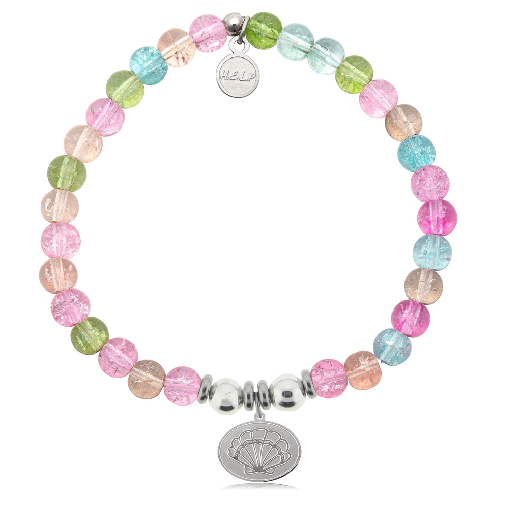 HELP by TJ Seashell Charm with Kaleidoscope Crystal Charity Bracelet