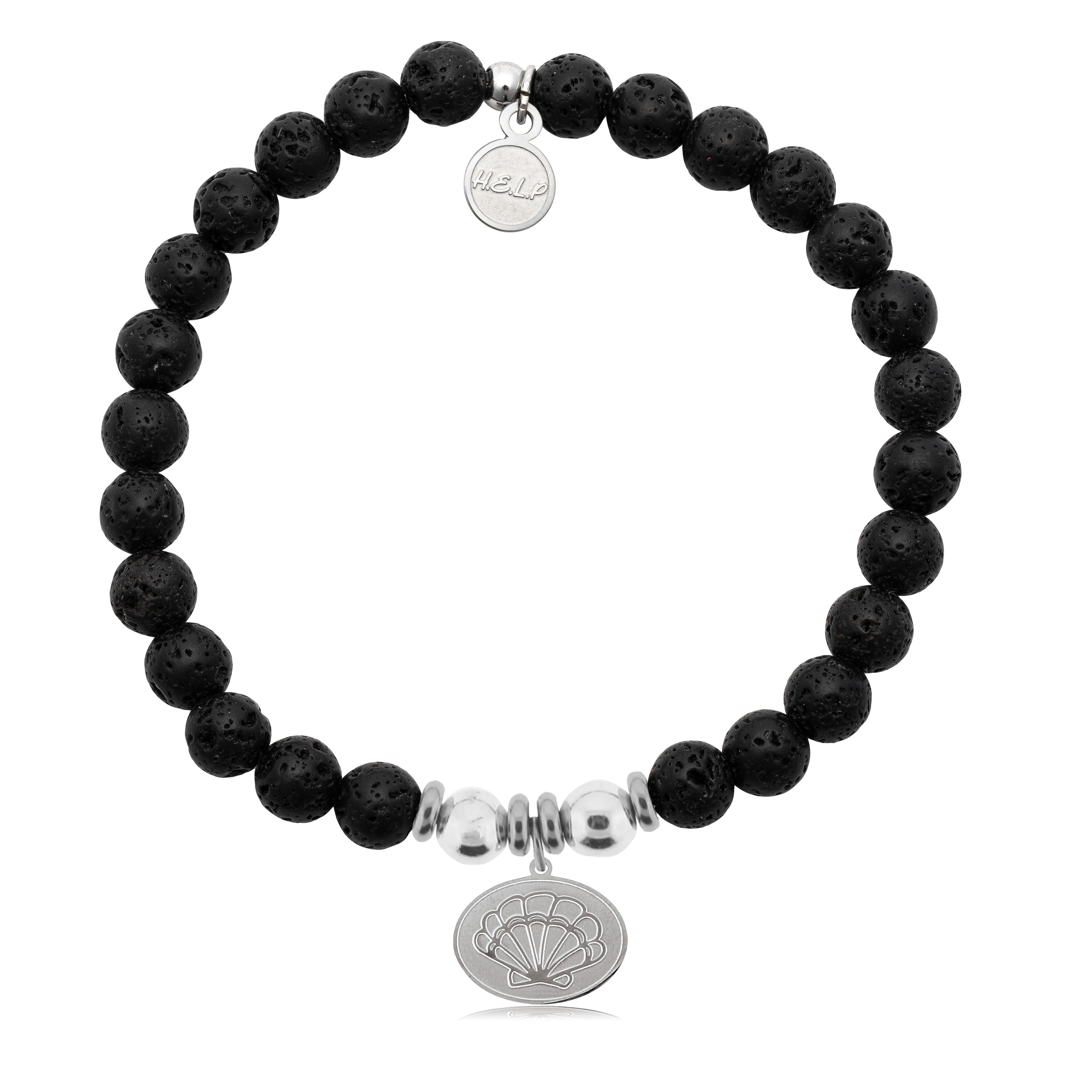 HELP by TJ Seashell Charm with Lava Rock Charity Bracelet